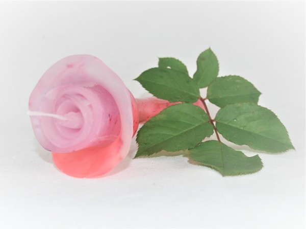 Blumenkerze Rose, Handarbeit, Unikat